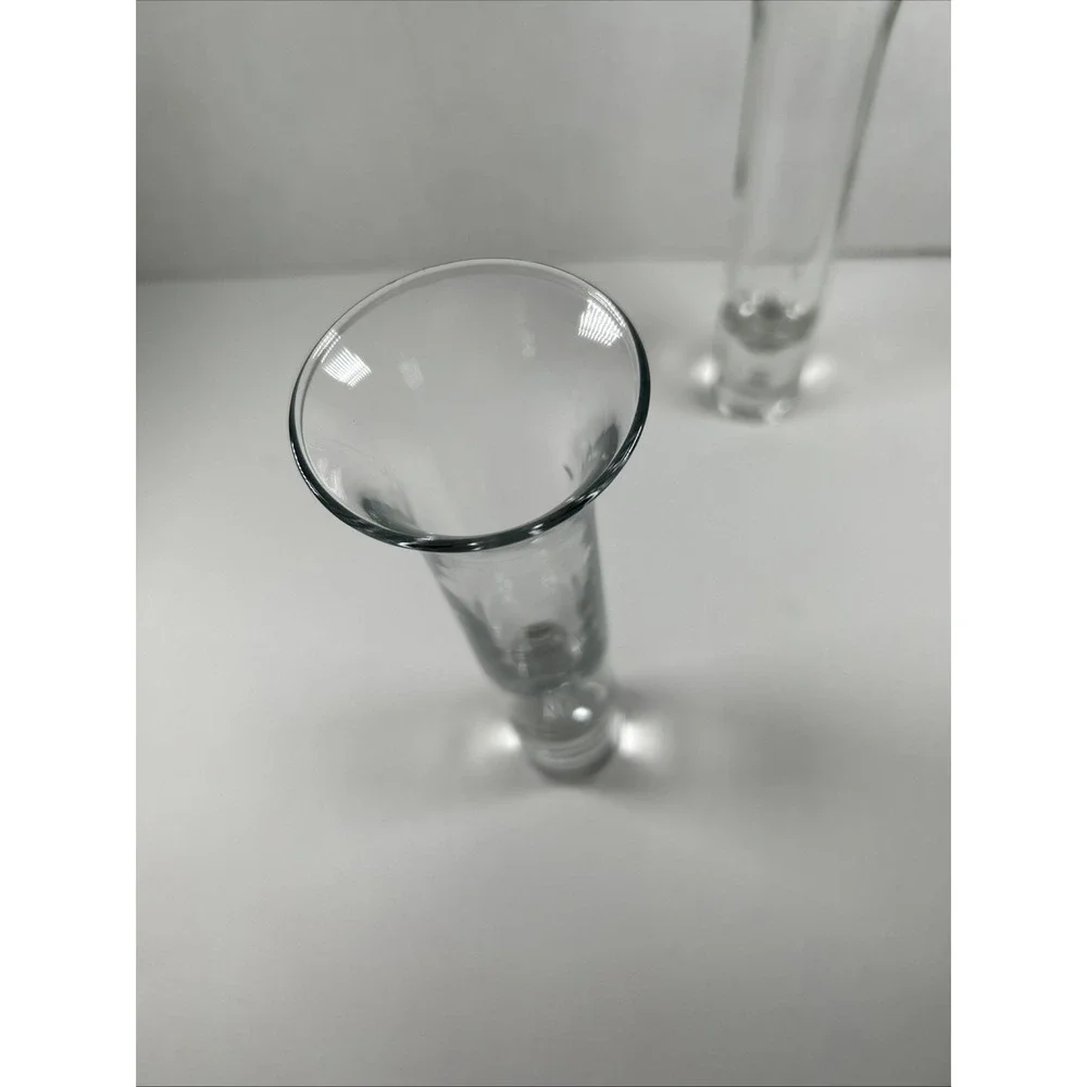 Set 2 Bud Vases 1980's Cutsie Crown Corning Clear Glass‎ Vase Bubble